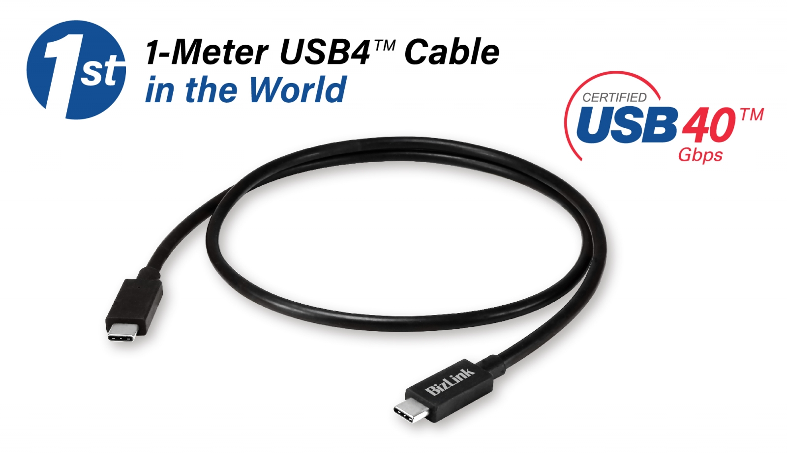 Hals debat rulle BizLink Launches the First 1-Meter USB4™ Gen 3 Type-C Cable in the World